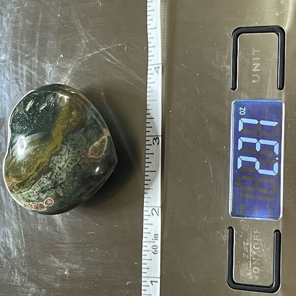Ocean Jasper heart palm stone crystal natural green druzy moss agate agatized - Picture 10 of 10